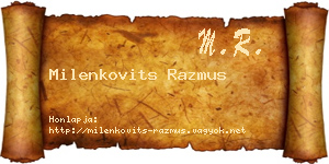Milenkovits Razmus névjegykártya